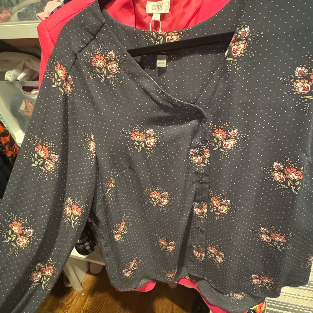 Gray Long Sleeve Blouse